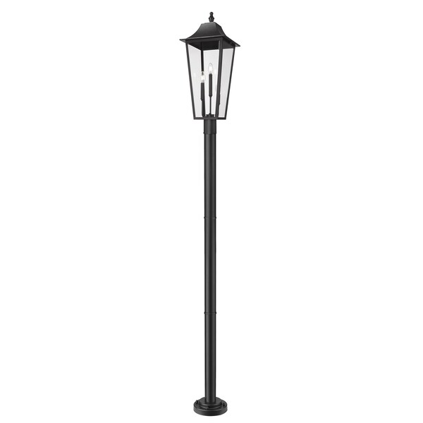 Z-Lite Gannon 3 Light Outdoor Post Mount Fixture, 12in. W x 105.25in. H, Black 5008PHXLR-5012P-BK - main